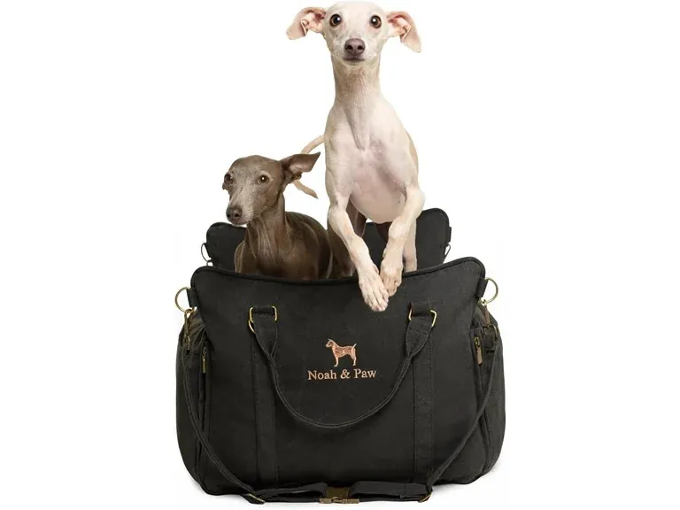 NOAH & PAW Dog Car Seat Carrier w/ Harness Clip & Orthopedic Foam