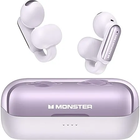 Monster AC601 Wireless Open ENC Earbuds w/ Comfort Clip-On (Purple)