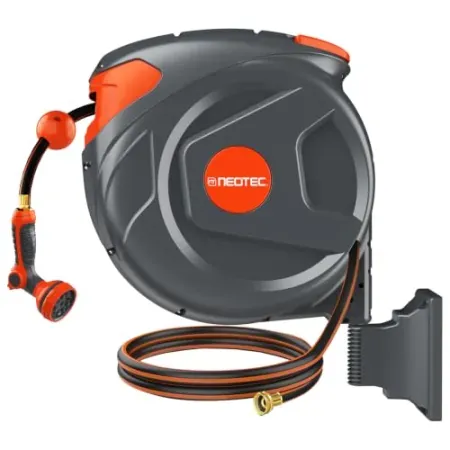 NEOTEC 100' 1/2" Retractable Garden Hose Reel w/ 9-Pattern Spray Nozzle