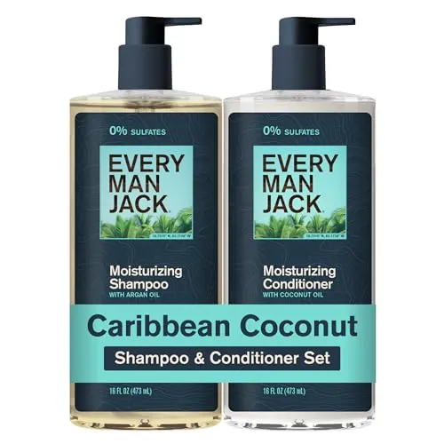 Every Man Jack Shampoo & Conditioner Set for Men, Caribbean Coconut, 2pk
