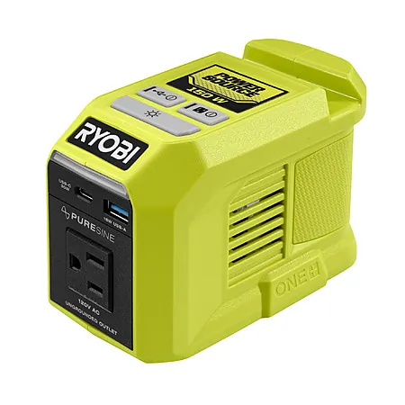 Factory Blemished: RYOBI 150W Portable Battery Inverter Power Source (Tool Only)