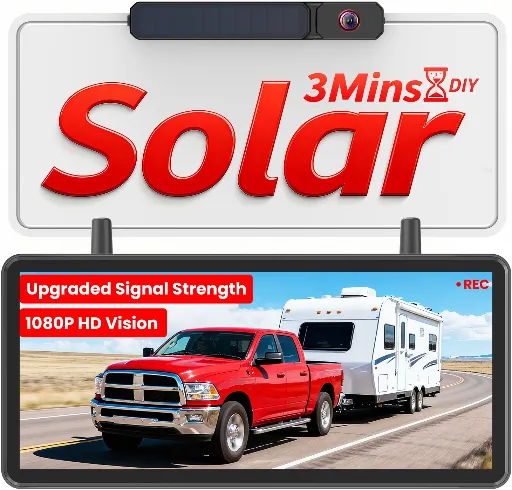 AUTO-VOX Solar Wireless Backup Camera w/ 7.2" HD Split-Screen Monitor