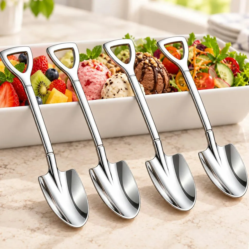 Stainless Steel Mini Shovel Spoon 4-Pack: 66 cents + free shipping w/