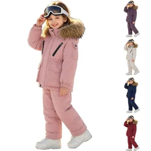 Snowsuit for Kids Girl Winter Snow Coats Bib Snow Pants Jacket