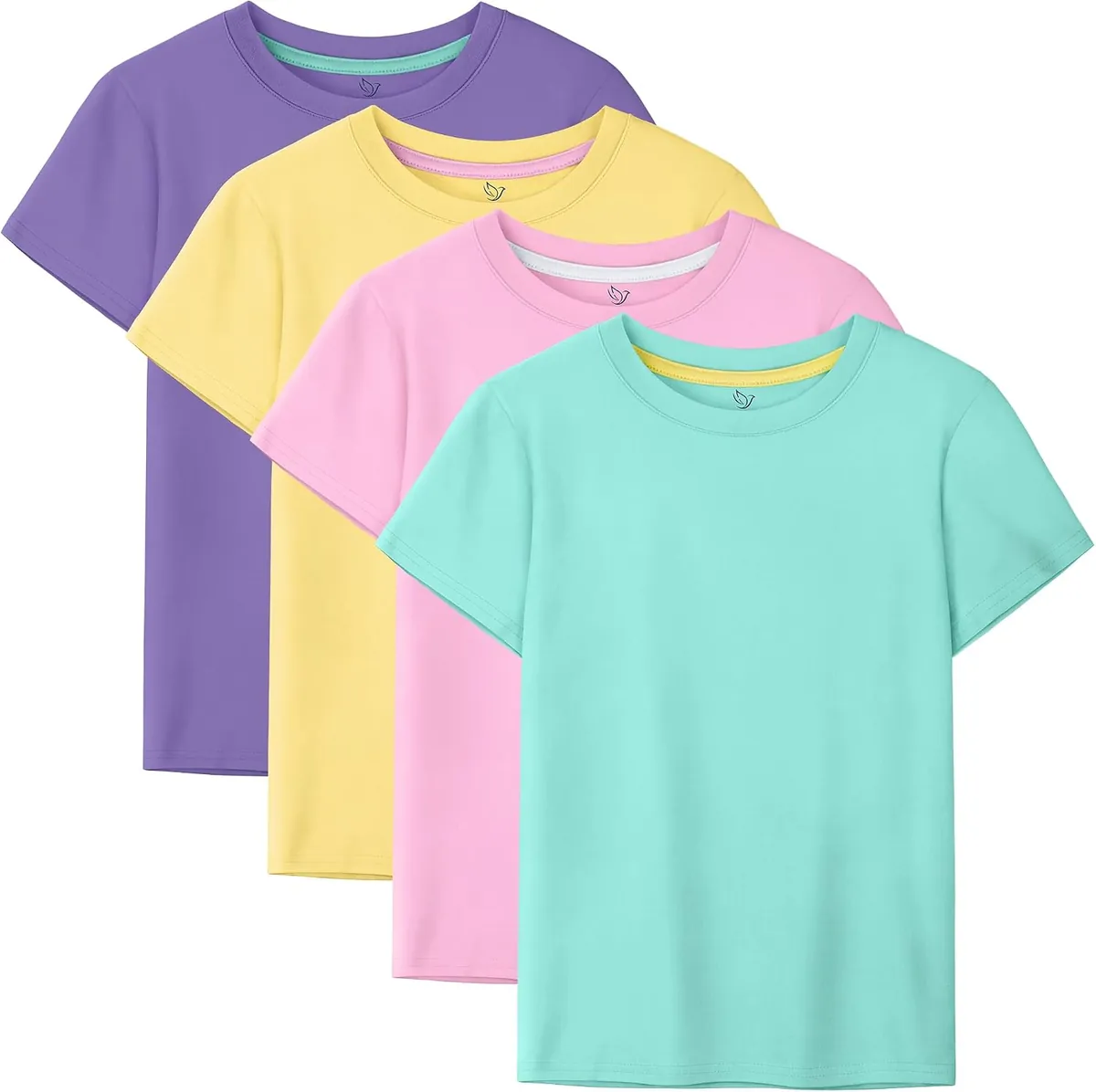 HoeVou Girls Cotton Short Sleeve Tees 4-Pack
