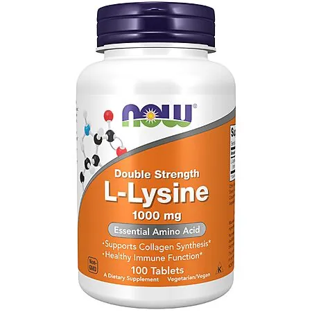 100-Count NOW Foods L-Lysine 1,000mg Double Strength Amino Acid Supplement