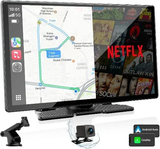 Volam CarPlay Voice Control Touch Screen 9" with Built-In Netflix & YouTube and 1080p Backup Camera