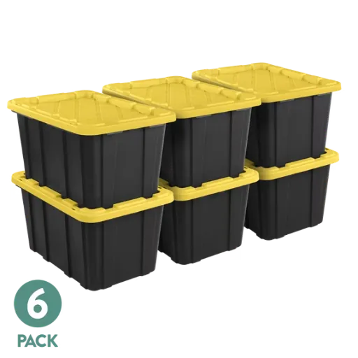 6-Pack 27-Gallon Sterilite Large Storage Bins w/ Snap-On Lid (Black & Yellow)
