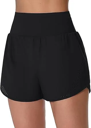 ATTRACO 3″ Women’s High Waisted Swim Board Shorts