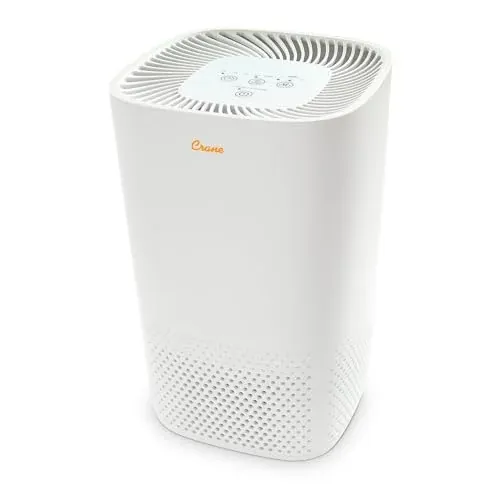 Crane Air Purifier with True HEPA Filter, UV Light, 250 Sq Feet Coverage