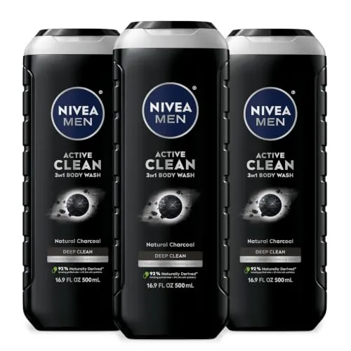 NIVEA Men Active Clean 3-in-1 Body Wash 16.9oz 3-Packs
