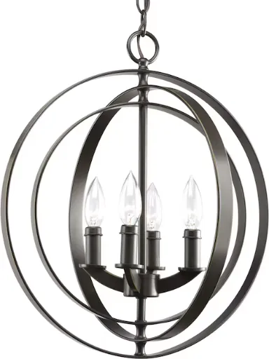 Progress Lighting Equinox 4-Light Antique Bronze Transitional Globe Medium Hanging Pendant Light