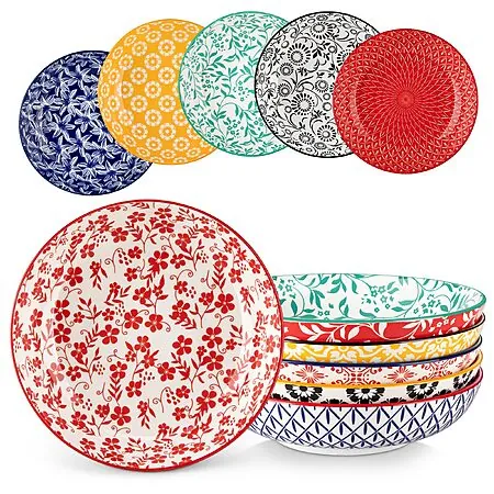6-Pk 40-Oz vancasso 8.5" Porcelain Shallow SELENE Pasta Bowls (various)