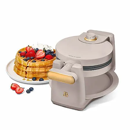 Beautiful By Drew Barrymore Rotating Belgian Waffle Maker (Porcini Taupe)