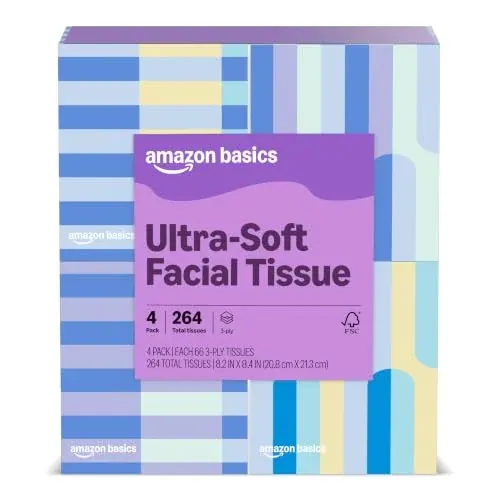 Presto! Ultra-Soft 3-Ply Premium Facial Tissues 4-Pack 66-Count