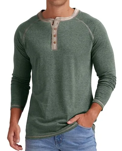 Sailwind Men's Henley Long Sleeve T-Shirt Cotton