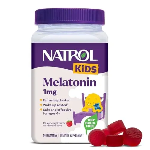Natrol Kids Melatonin Gummies, 1mg, Raspberry (140 Count)