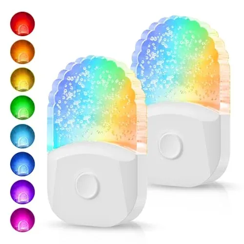 DORESshop LED Plug-In Night Lights 2-Count w/ Bubble Design & Dusk-to-Dawn Sensor