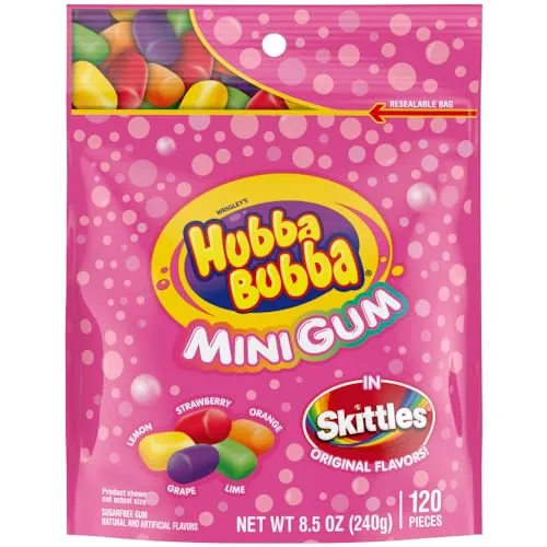 Hubba Bubba Minis Sugar Free Bubble Gum Skittles Flavors 120-Piece