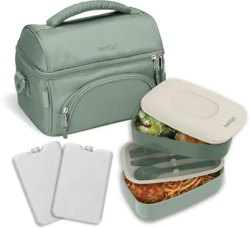 Bentgo 4-Piece Deluxe Bento Classic Lunch Set with Insulated Bag & Ice Packs