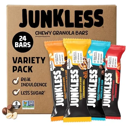 Junkless Chewy Granola Bar Variety Pack 24-Pack