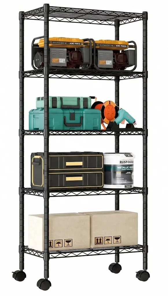 EDX 5-Tier Adjustable Wire Shelving Rack w/ Wheels