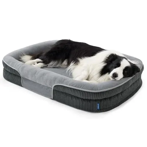 Bedsure XL Orthopedic Oval Bolster Dog Bed 42"