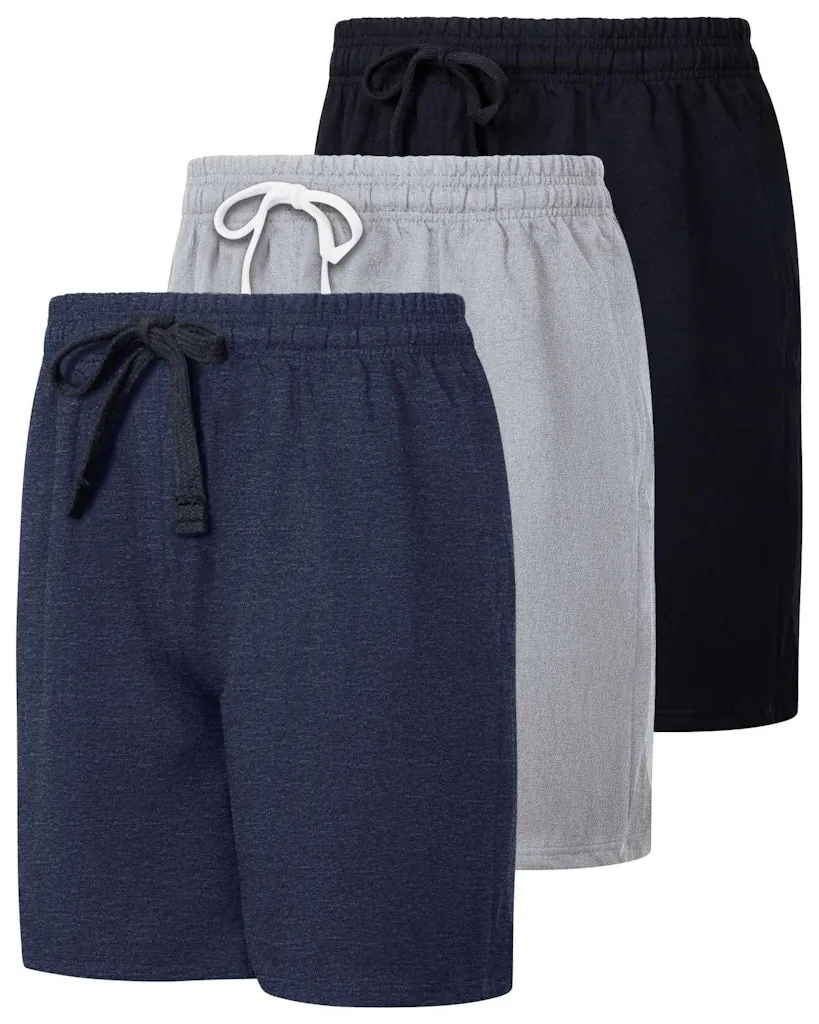 Real Essentials Men's Cotton French Terry Sweat Shorts w/ Pockets 3-Pack