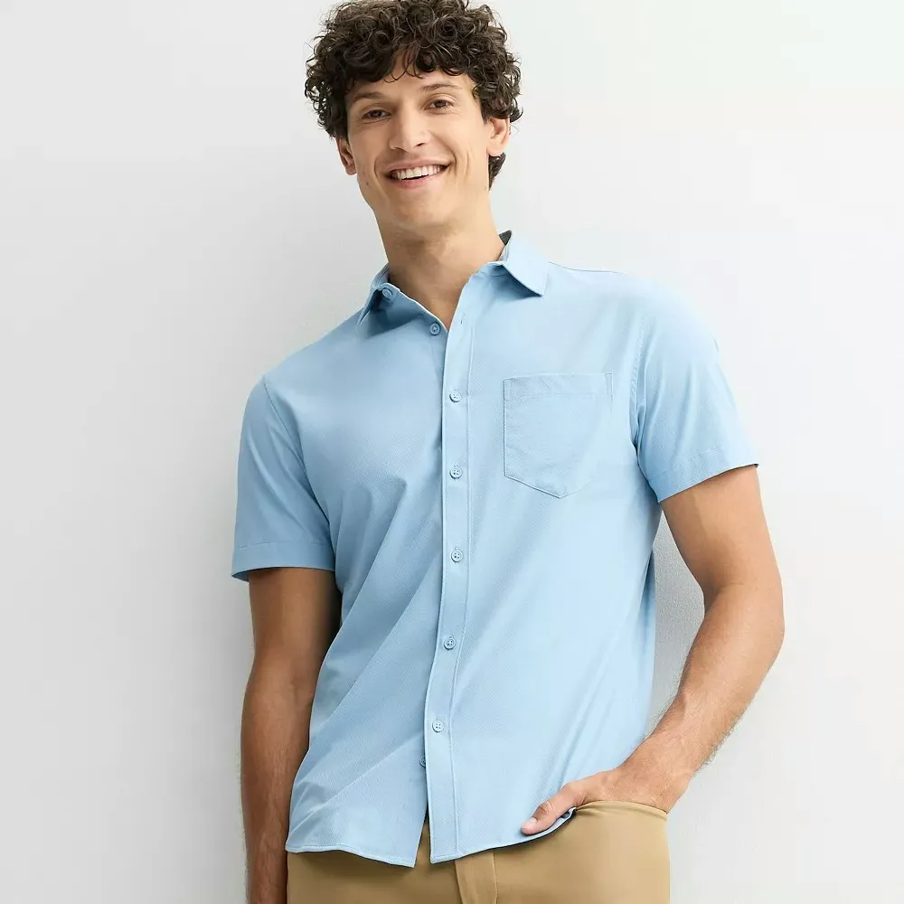 FLX Men's Tech Mesh Slim-Fit Button-Down Shirt