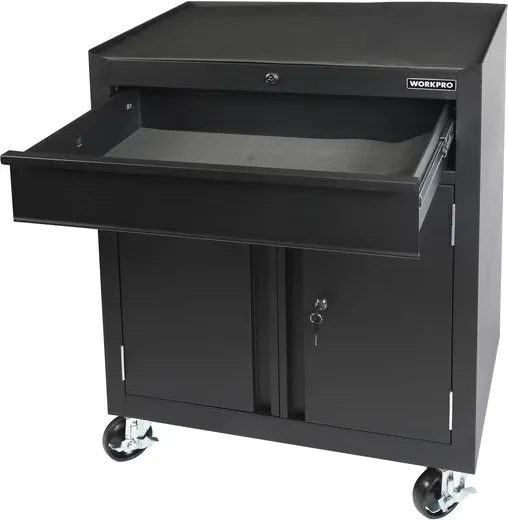 WorkPro 28" 2-Shelf Rolling Garage Storage Cabinet