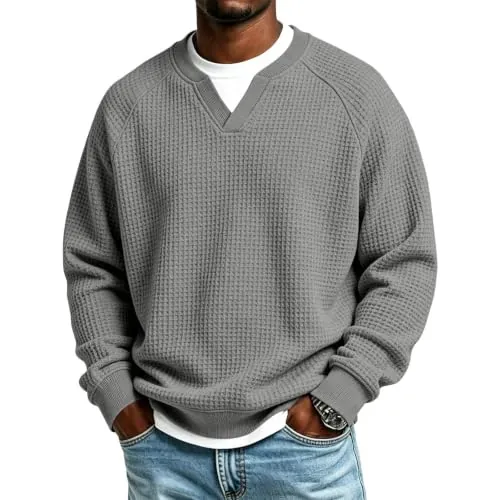 Waffle Knit Long Sleeve Men's Shirt