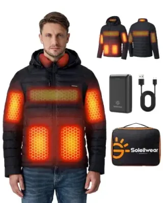 Soleilwear Men's Graphene Heated Puffer Jacket w/ 16000mAh Battery