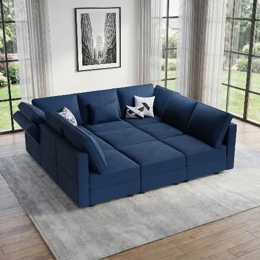 Vesgantti 92" 9 Seats Modular Sectional Sleeper Sofa with Storage