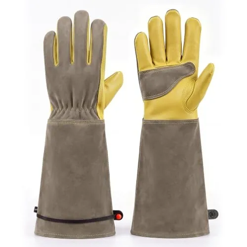 Aegend Waterproof Cowhide Leather Gardening Gloves