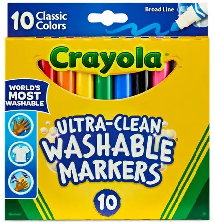 Crayola Ultra-Clean Washable Broad or Fine Line Markers, 10 Count