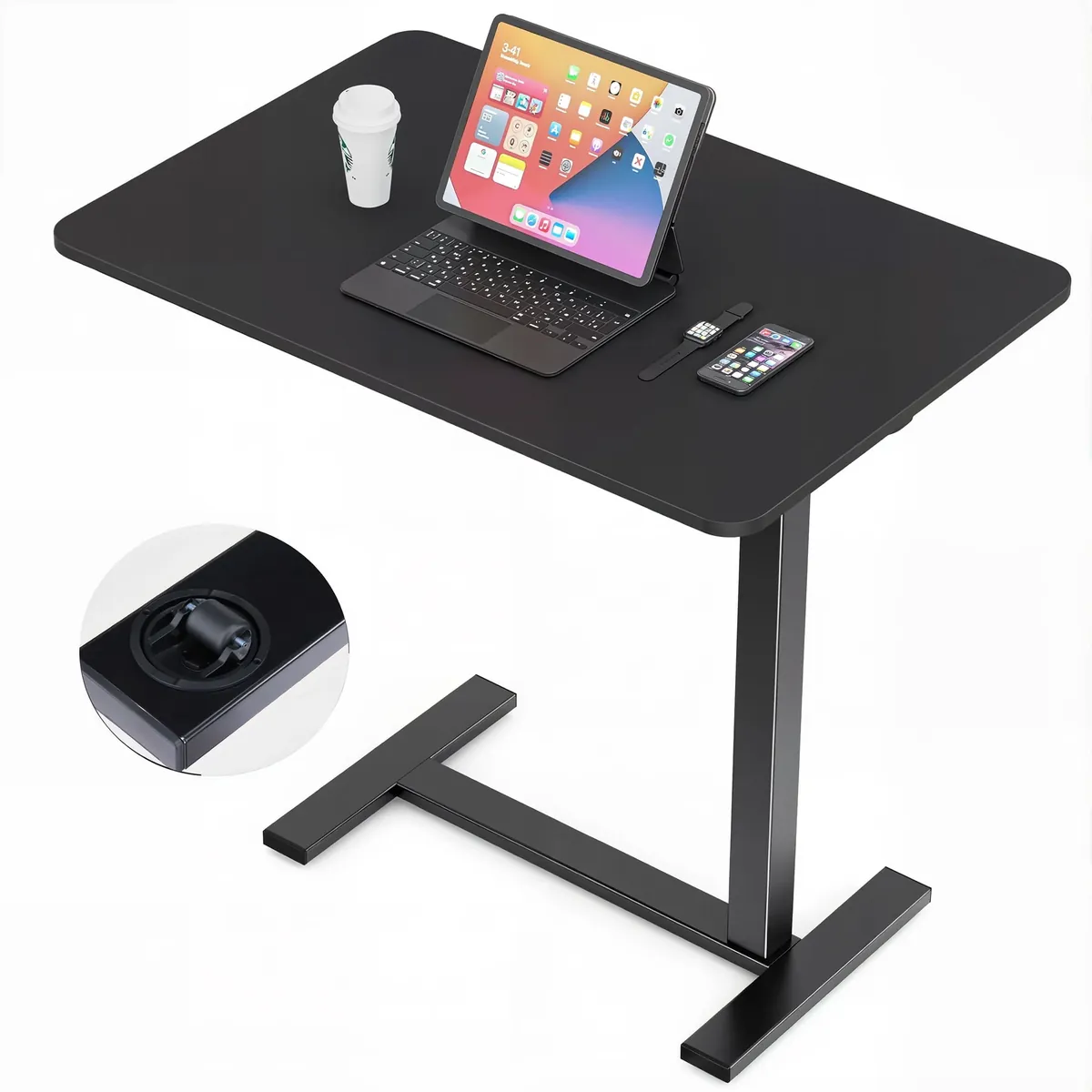 Standing Rolling Desk Adjustable Work Table with Hidden Casters