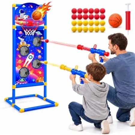 EagleStone Shooting Target Game w/ Two Air Guns, Basketball Hoop