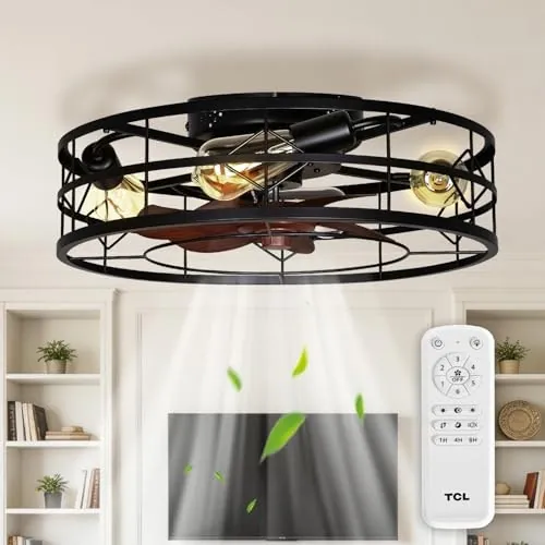 TCL 20" Caged Low Profile Ceiling Fan Light