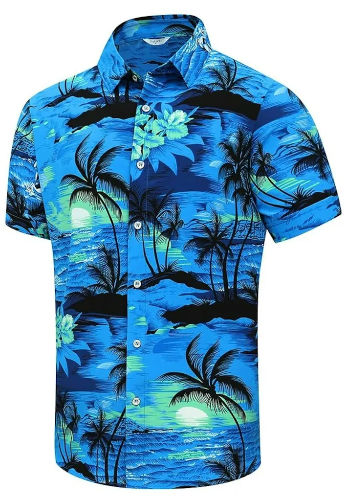 SheLucki Men's Hawaiian Button-Down Shirt
