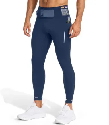 CLBORT Men's Compression Running Tights with Pockets