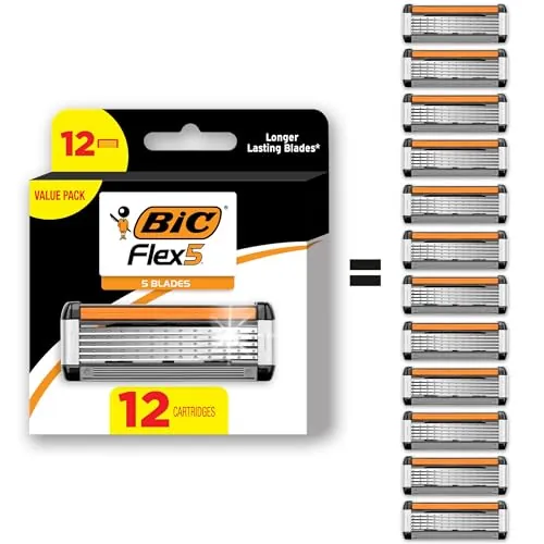 BIC Flex 5 Refillable Razors for Men 12 Cartridges