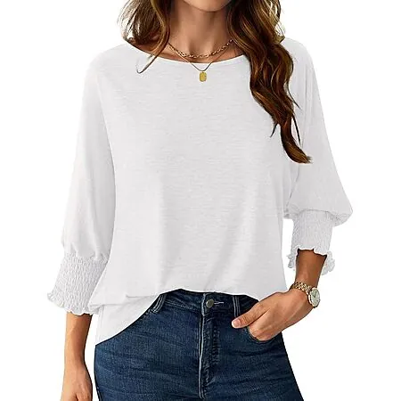 NORACORA Women's 3/4 Sleeve Loose Fit Dressy Casual T-Shirt (Various)