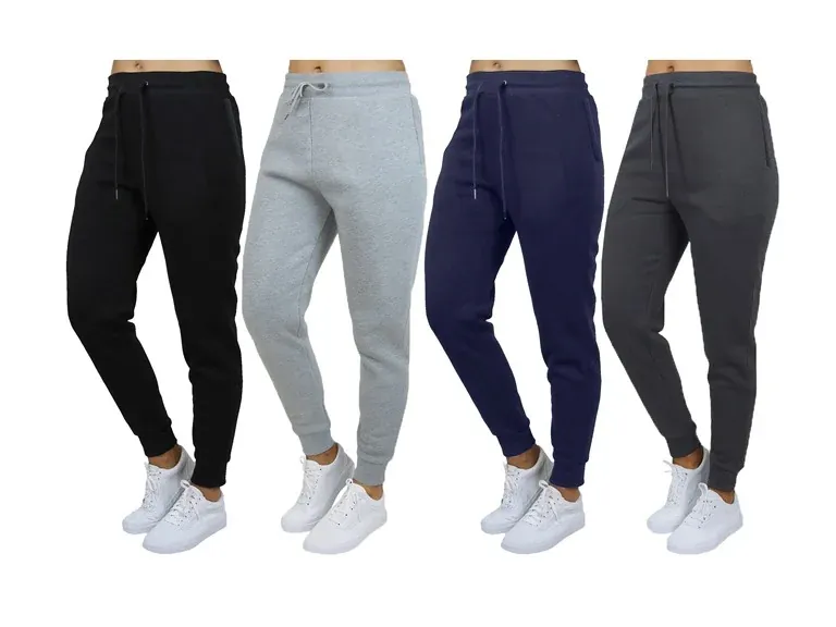 3-Pack Blue Ice Women's Fleece-Lined Joggers with Zipper Pockets
