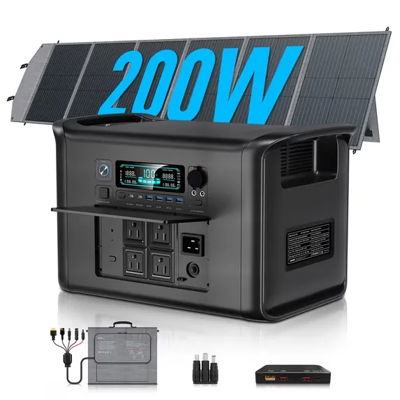 CTOLITY 2400W Portable Power Station With 200W Solar Panel