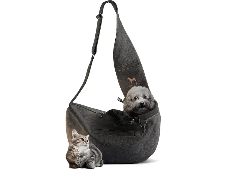 Noah & Paw Vegan Leather Zipper Dog Sling Carrier