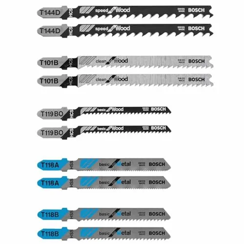 Bosch T5002A 10 pc. T-Shank Jig Saw Blade Set for Wood and Metal