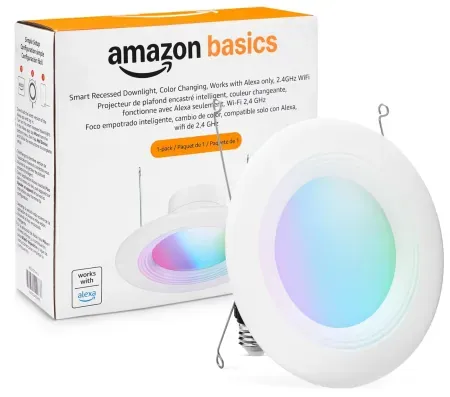 Amazon Basics Smart Recessed Color Changing 5/6 Inch Downlight