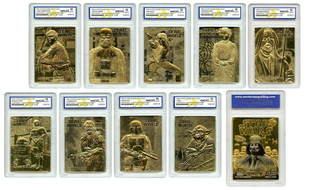 1996 Star Wars Darth Vader Edition 23k Gold Card Complete Set of 9 (Graded Gem-Mint 10)
