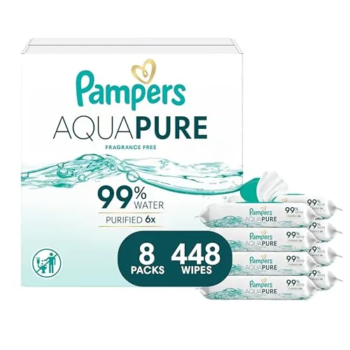 Pampers Aqua Pure Fragrance-Free Baby Wipes 8-Pack 56-Count