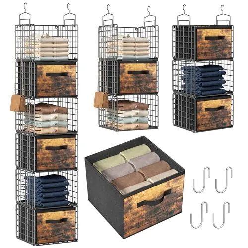 60" 6-Tier Orapoke Closet Metal Hanging Organizer w/ Drawers